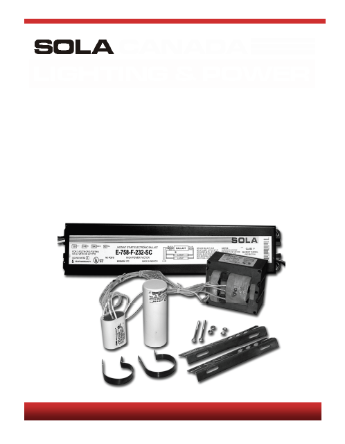 SOLA照明镇流器及附件 BALLASTS and Accessory